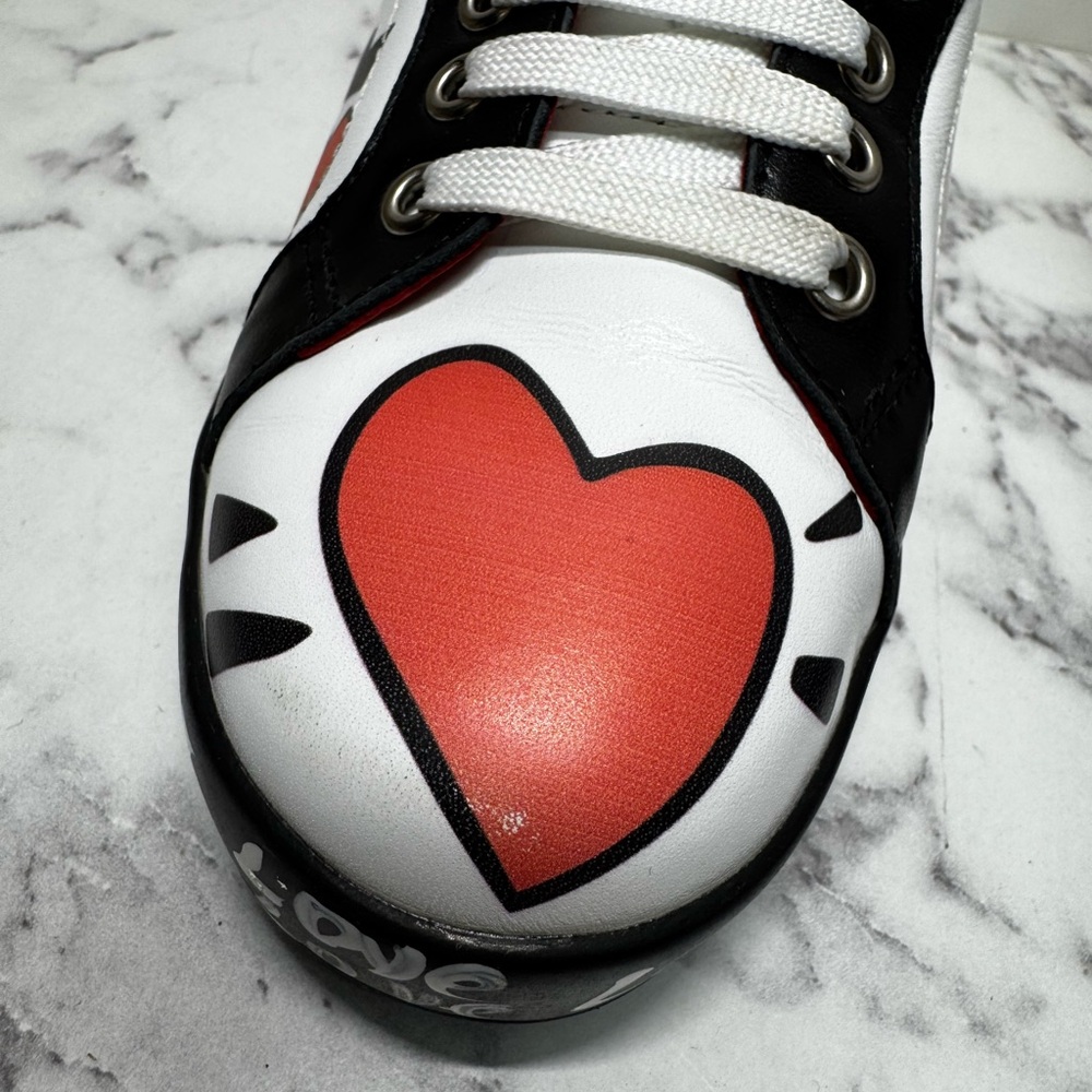 Dolce & Gabbana multicolor portofino heart print low top sneakers women’s 7 - Picture 5 of 14